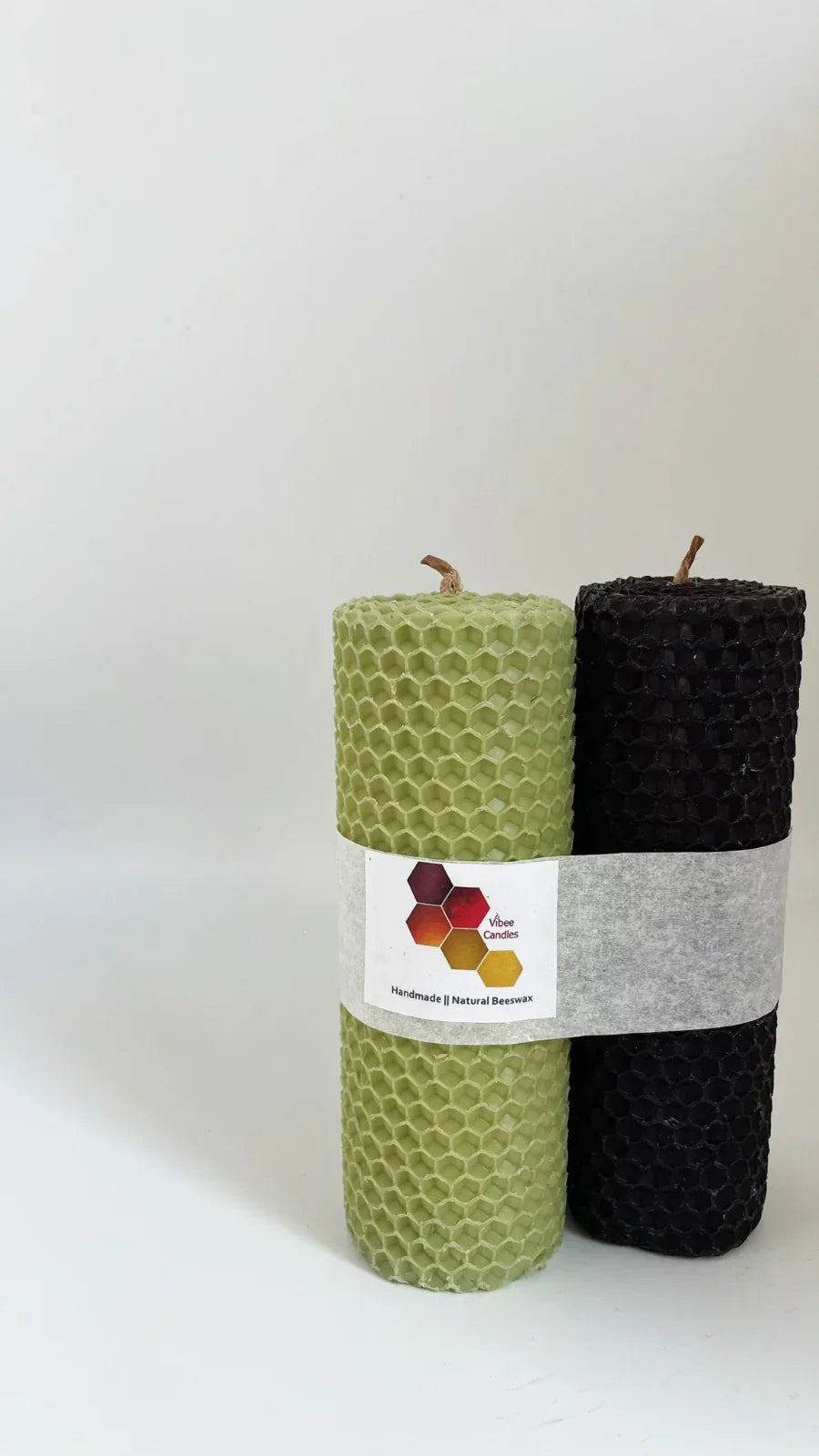 Pack of olive and black colored candles