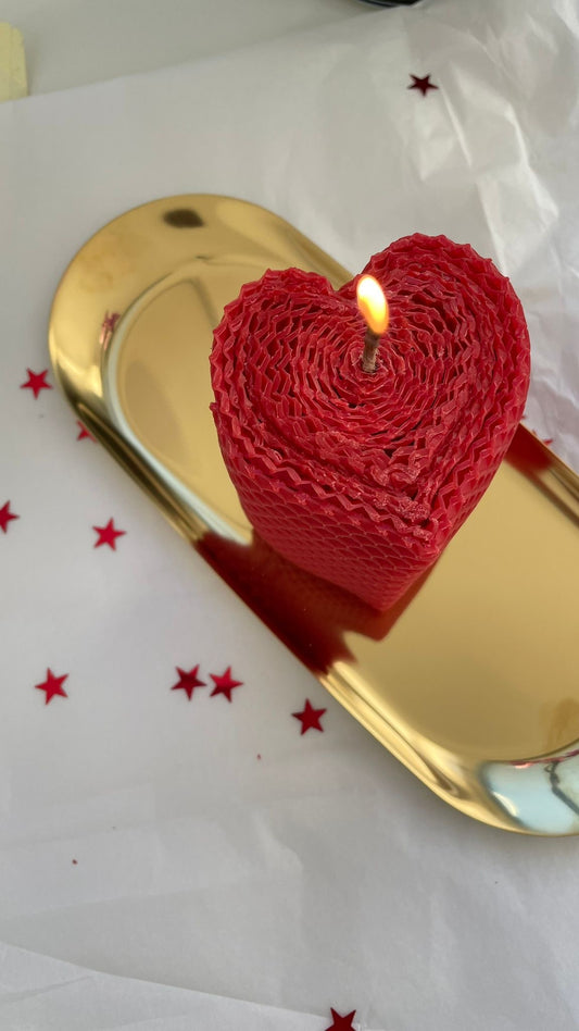 KIT DIY - Vela de cera de abeja en forma de corazon