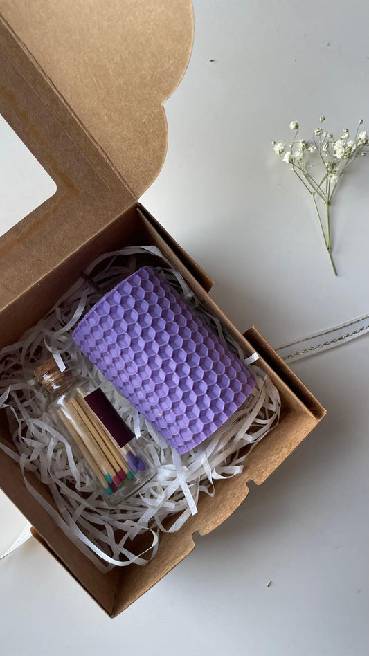 Pack Navideño – Vela de Cera de Abeja + Cerillas de Colores