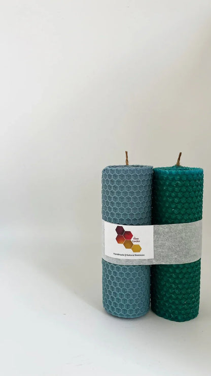 Denim and Emerald colored candle pack